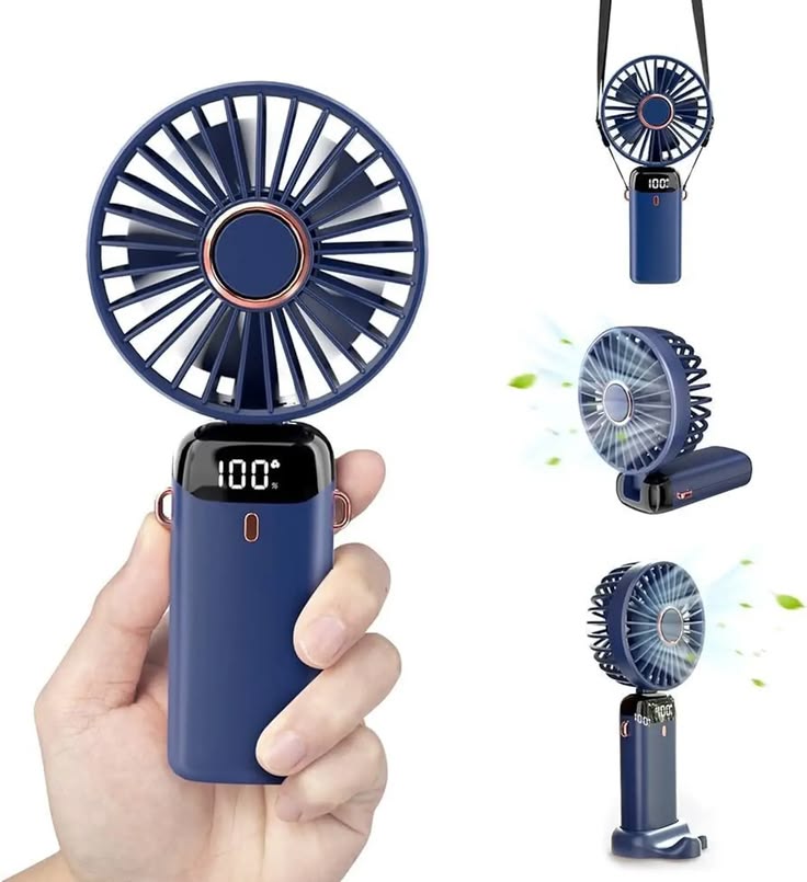 Smart LED Digital Display Fan – Portable Rechargeable Cooling Fan with Temperature Display & Ultra Quiet Airflow